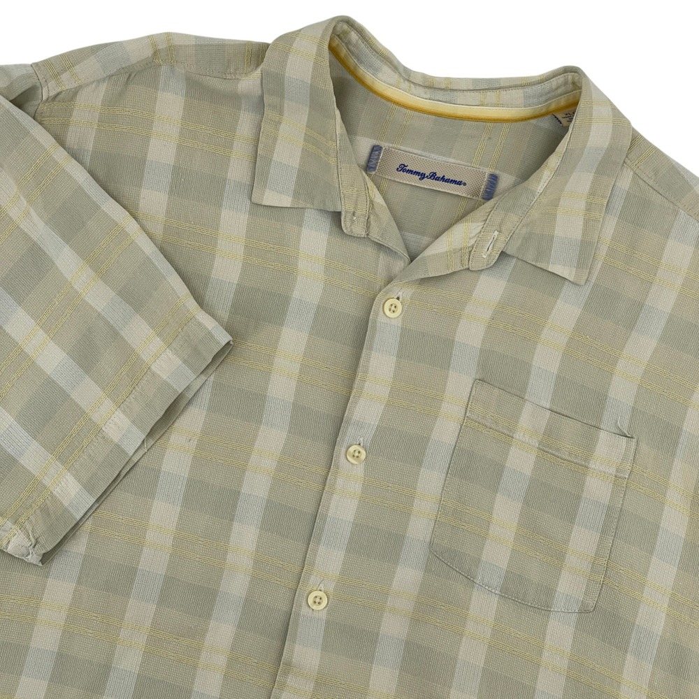 Tommy Bahama Men's XL/TG Plaid Short Sleeve Button Down Shirt Silk‎ Blend